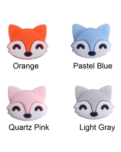 10pcs silicone fox head beads bpa free baby teething beads 100% food grade silicone beads
