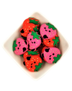 happy strawberry silicone focal beads for DIY craft