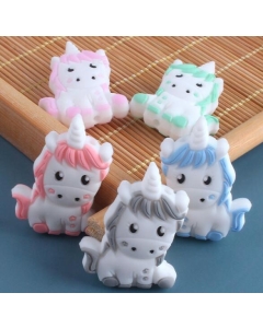 10pcs silicone unicorn beads bpa free baby teething beads 100% food grade silicone beads