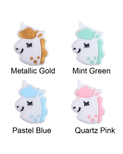 10pcs silicone unicorn head beads bpa free baby teething beads 100% food grade silicone beads