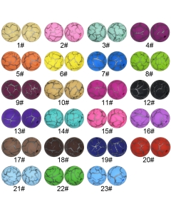 stone printed 15mm round silicone beads