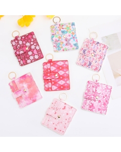 10pcs Valentine's Day Printed PU Card Wallets, Each with a Key Ring