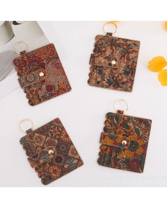 10pcs Vintage Pattern Card Wallets, Each with a Key Ring